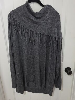 Chelsea & Theodore Gray Fringe Poncho Sweater